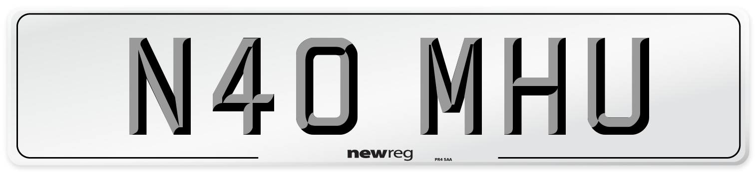 N40 MHU Number Plate from New Reg